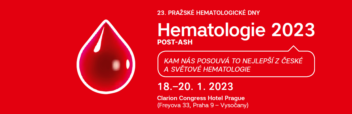 Záhlaví: 22. PRAŽSKÉ HEMATOLOGICKÉ DNY, Hematologie 2022 Post-ASH, konané 20. – 21. 1. 2022 v Clarion Congress Hotel Prague